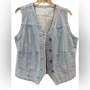 Light Blue Denim Vest with Patch Pockets